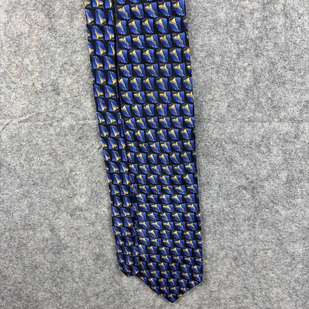 J. Garcia Silk Tie Blue / Yellow Geometric Art Jerry Garcia Y2K